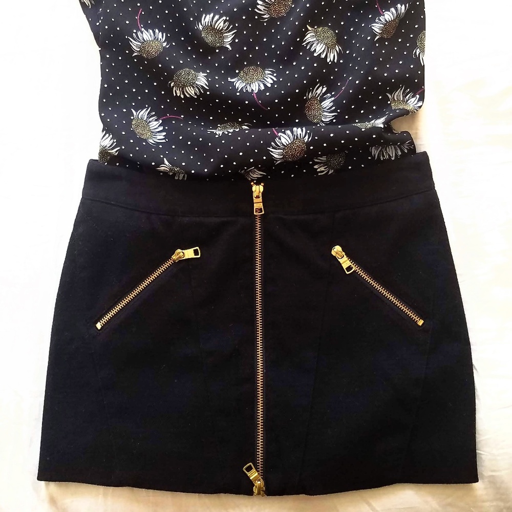 Armani Exchange Gold Zipper Mini Skirt